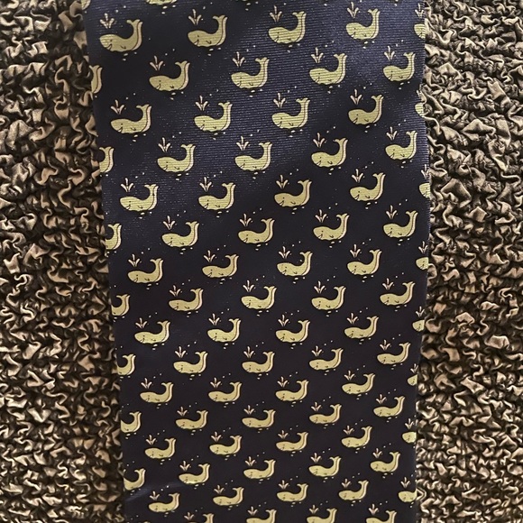 Louis Dell’olio designer silk tie whale design navy seafoam green Italian EUC - Picture 4 of 8